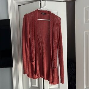 Rust color  Cardigan Sweater with Relaxed Fit and Open Front